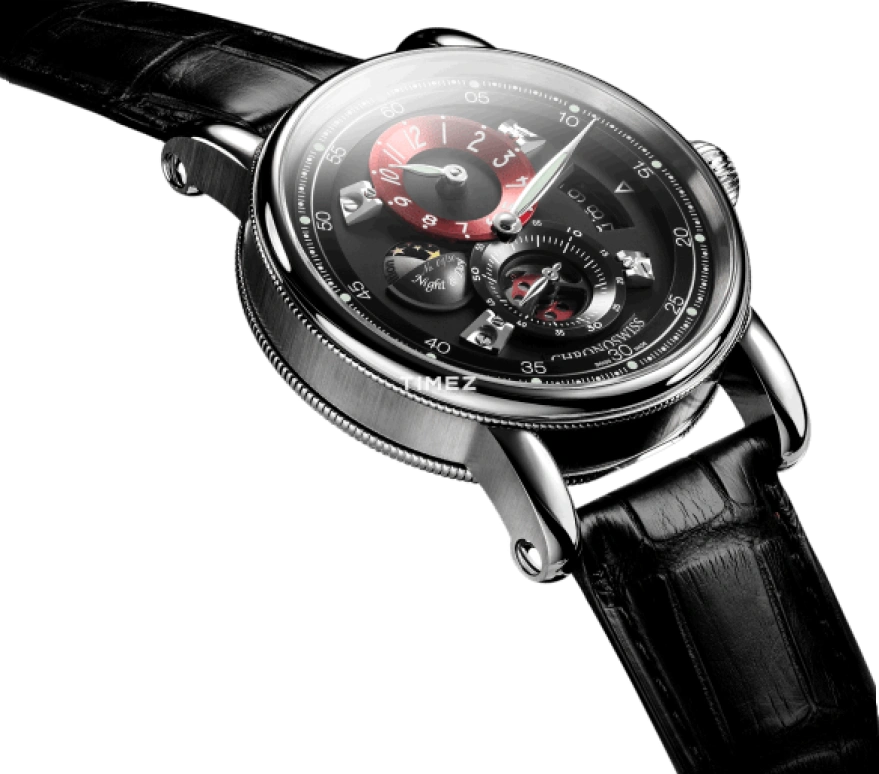 Chronoswiss,Flying 41mm,41mm,Stainless Steel,Black,Automatic,Day,Day / Night Indication,CH,CH-8763-BKRE