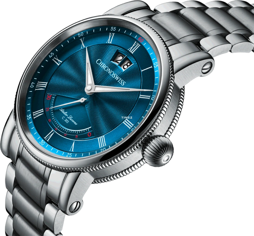 Chronoswiss,Classic 41mm,41mm,Stainless Steel,Blue,Automatic,Day,Retrograde,CH,CH-8783-BL