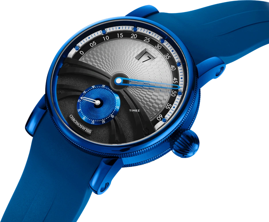 Chronoswiss,Delphis 42mm,42mm,Stainless Steel,Silver,Black,Blue,Automatic,Jumping Minutes,Jumping Hours,Retrograde,CH,CH-1426.1-BKSI