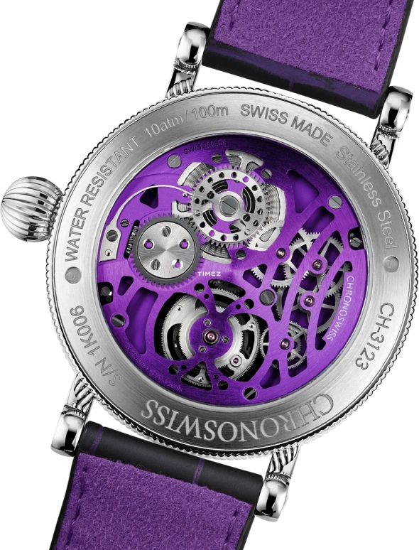 Chronoswiss,Open Gear 44mm,44mm,Stainless Steel,Purple,Black,Handwound,Tourbillon,60hours,CH,CH-3123-BKPU