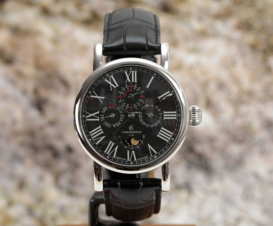 Chronoswiss,Sirius 40mm,40mm,Stainless Steel,Black,Automatic,Moonphase,Perpetual Calendar,Leap Year,Month,40hours,In-house Caliber,CH,CH-1723-BK