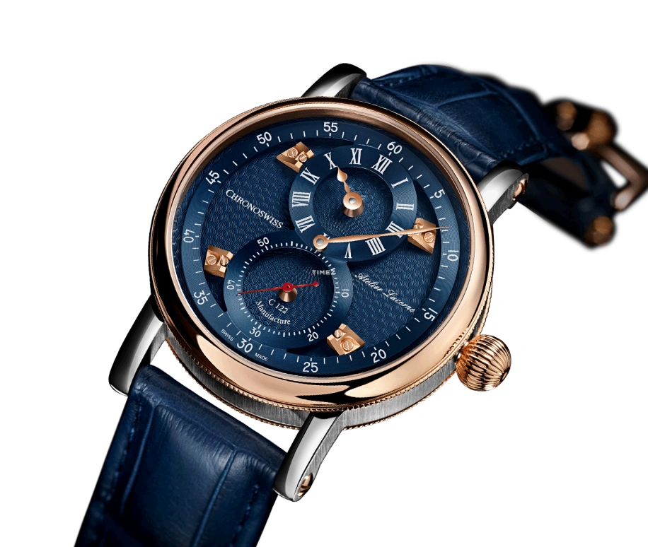Chronoswiss,Heritage 40mm,40mm,Stainless Steel,Red Gold,Blue,Automatic,45hours,In-house Caliber,CH,CH-1242.3-BLBL