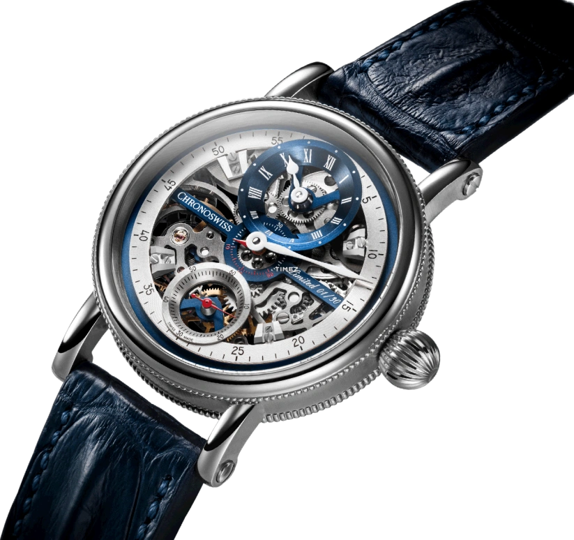Chronoswiss,Flying 44mm,44mm,Stainless Steel,Skeleton,Handwound,46hours,In-house Caliber,CH,CH-6723S-BLSIB