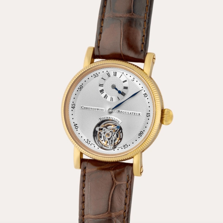 Chronoswiss,Tourbillon 38mm,38mm,Rose Gold,Silver White,Handwound,Tourbillon,In-house Caliber,CH3121R