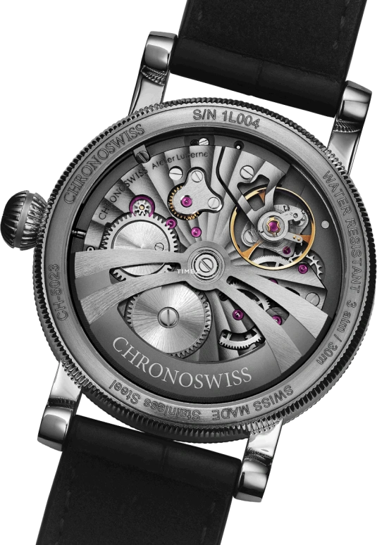 Chronoswiss,Strike 40mm,40mm,Stainless Steel,Salmon,Silver,Automatic,55hours,In-house Caliber,CH,CH-5023-BRSI