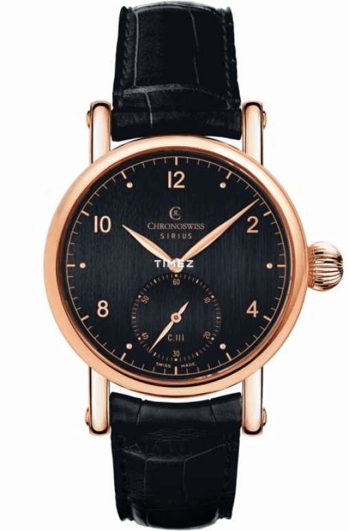 Chronoswiss,Sirius 40mm,40mm,Rose Gold,Black,Handwound,46hours,In-house Caliber,CH,CH-1021R-BK