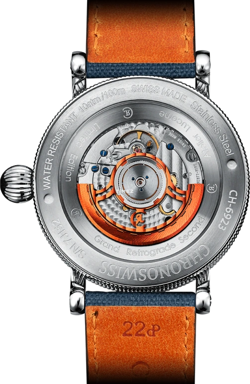 Chronoswiss,Open Gear 44mm,44mm,Stainless Steel,Blue,Orange,Automatic,Retrograde,42hours,CH,CH-6923-BLOR