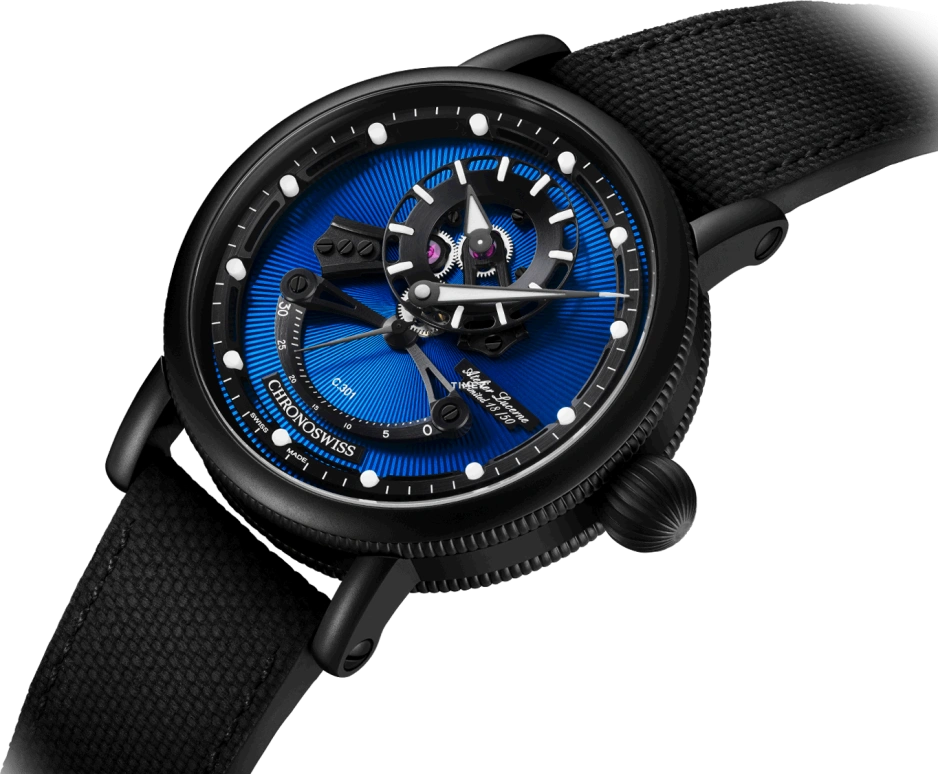 Chronoswiss,Open Gear 44mm,44mm,Stainless Steel,Blue,Black,Automatic,Retrograde,42hours,CH,CH-6925M-EBBK