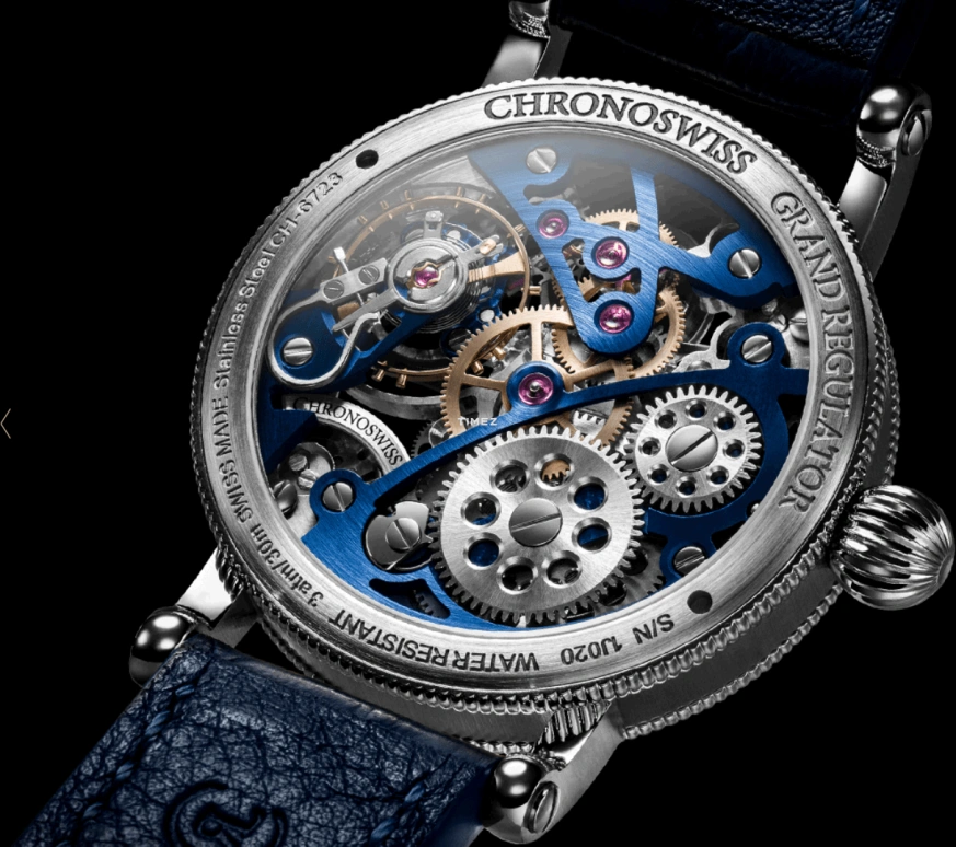 Chronoswiss,Flying 44mm,44mm,Stainless Steel,Skeleton,Handwound,46hours,In-house Caliber,CH,CH-6723S-BLSIB