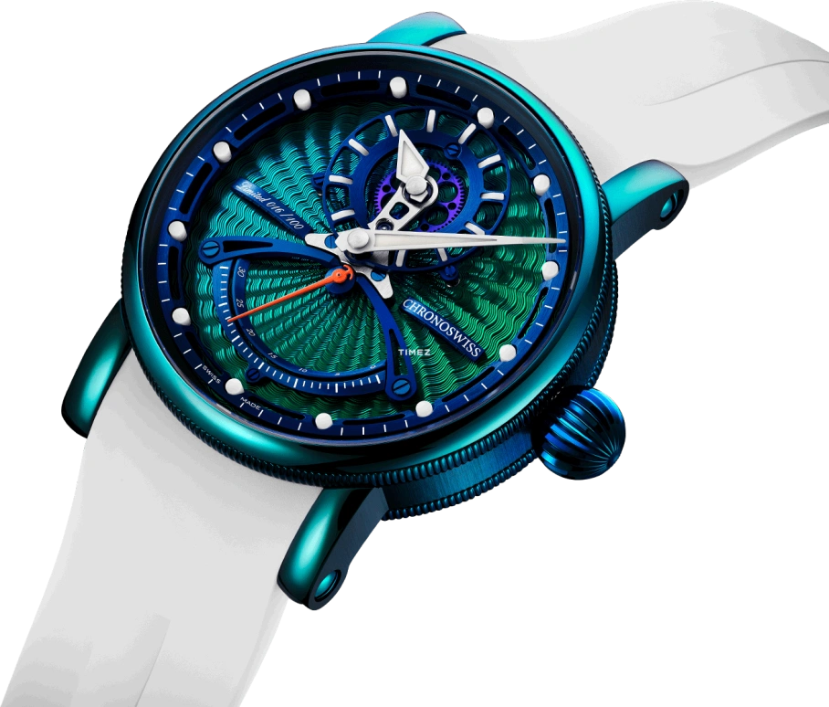 Chronoswiss,Open Gear 42mm,42mm,Titanium,Green,Blue,Automatic,Retrograde,55hours,CH,CH-6924T.1-GRBL