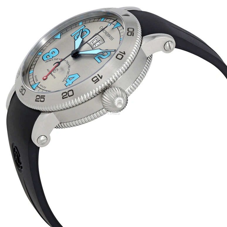 Chronoswiss,Timemaster 44mm,44mm,Stainless Steel,Silver,Grey,Automatic,Date,Day,Retrograde,CH,CH/8143/WH
