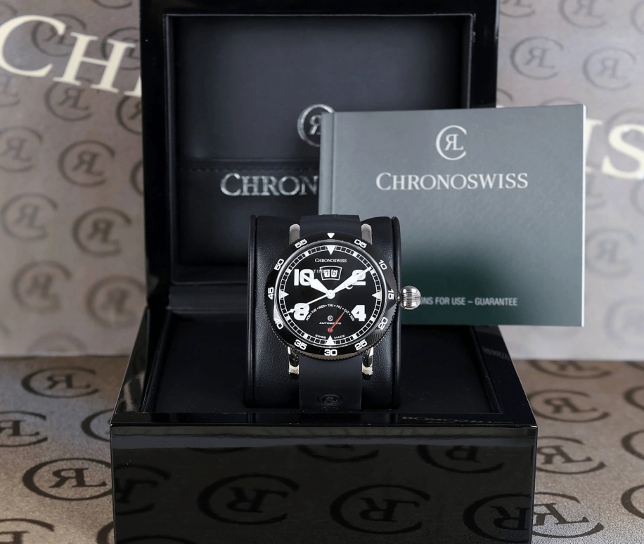 Chronoswiss,Timemaster 44mm,44mm,Stainless Steel,Black,Automatic,Date,Big Date,Retrograde,CH,CH-8143B-BK