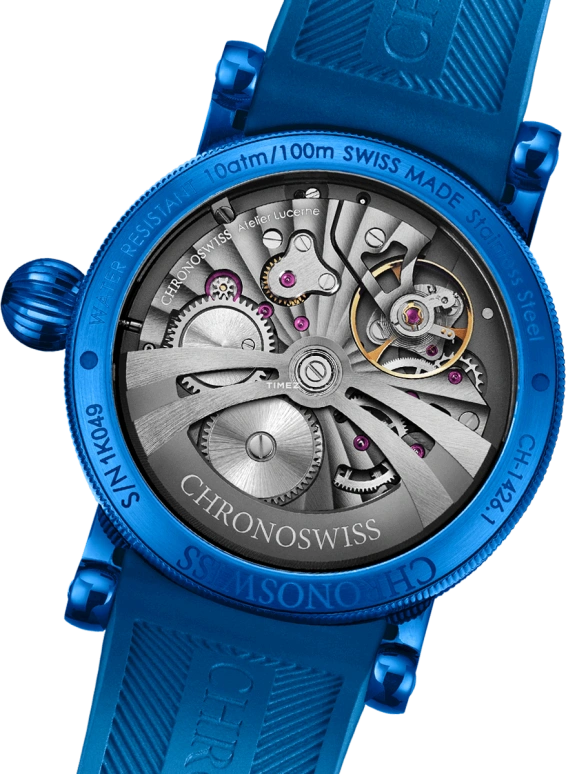 Chronoswiss,Delphis 42mm,42mm,Stainless Steel,Silver,Black,Blue,Automatic,Jumping Minutes,Jumping Hours,Retrograde,CH,CH-1426.1-BKSI