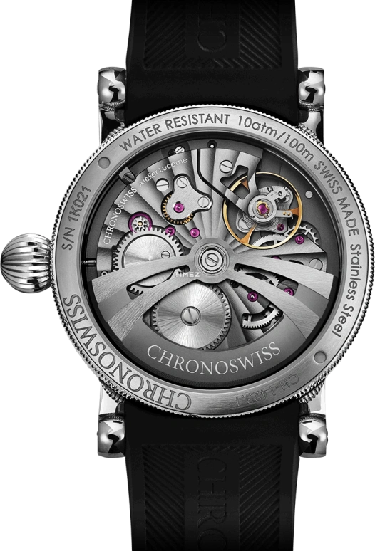 Chronoswiss,Delphis 42mm,42mm,Stainless Steel,Blue,Black,Automatic,Jumping Minutes,Jumping Hours,Retrograde,CH,CH-1423.1-BKBL1