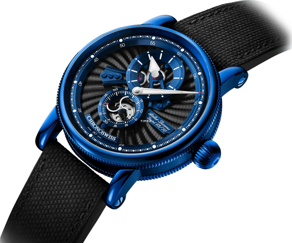 Chronoswiss,Open Gear 41mm,41mm,Stainless Steel,Blue,Black,Automatic,Retrograde,42hours,CH,CH-8756.1-BKBL