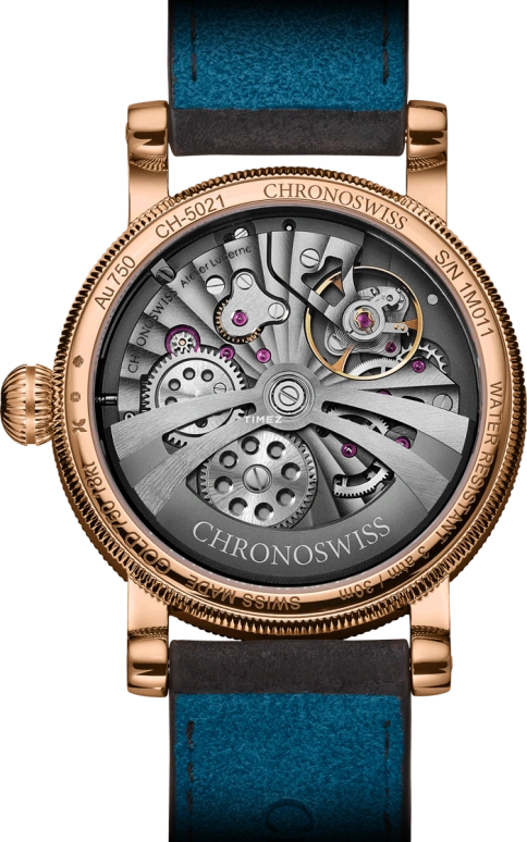 Chronoswiss,Strike 40mm,40mm,Red Gold,Grey,Automatic,55hours,In-house Caliber,CH,CH-5021-ANSI