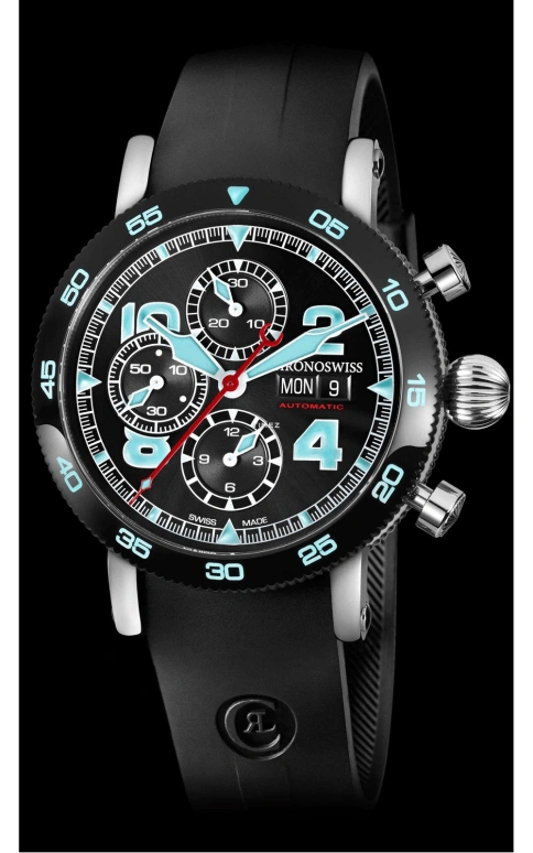 Chronoswiss,Timemaster 44mm,44mm,Stainless Steel,Black,Automatic,Chronograph,Date,Day,CH,CH-9043B-DB