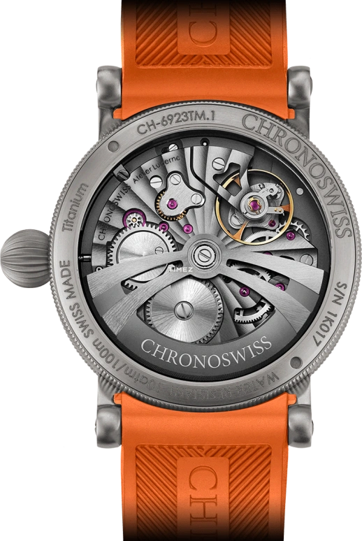 Chronoswiss,Open Gear 42mm,42mm,Titanium,Orange,Blue,Automatic,Retrograde,55hours,CH,CH-6923TM.1-ORBL