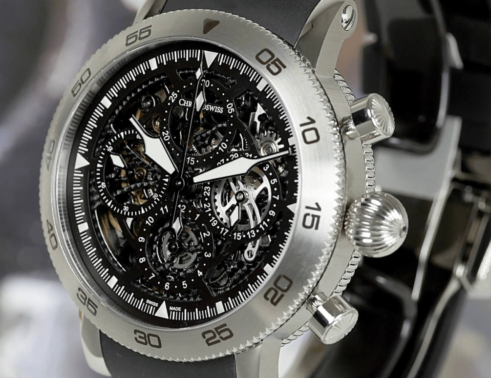 Chronoswiss,Timemaster 44mm,44mm,Stainless Steel,Black,Skeleton,Automatic,Chronograph,Day,CH,CH-9043S-BK