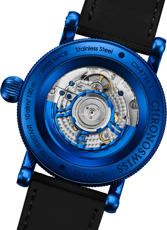 Chronoswiss,Open Gear 41mm,41mm,Stainless Steel,Blue,Black,Automatic,Retrograde,42hours,CH,CH-8756.1-BKBL