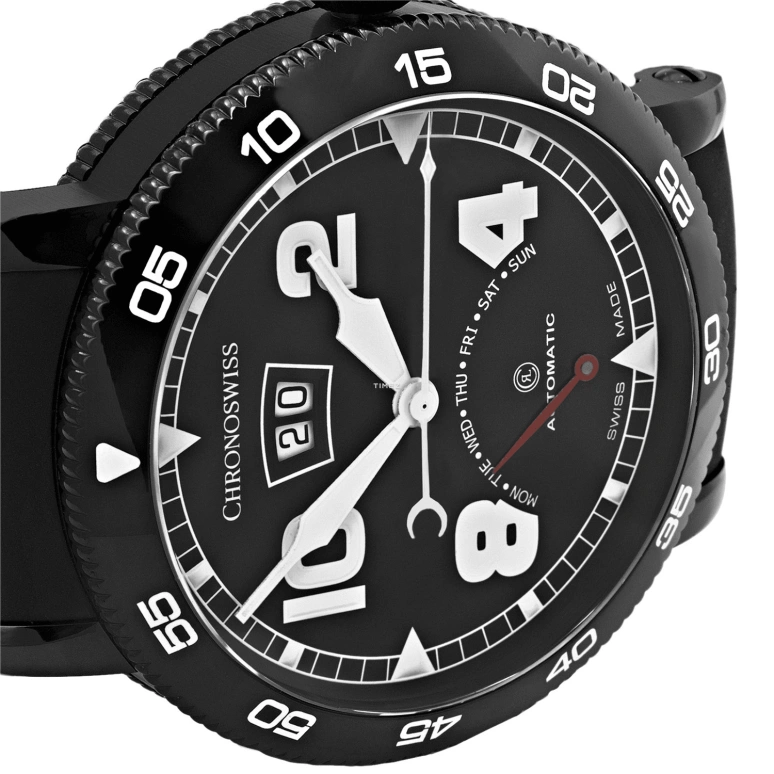 Chronoswiss,Timemaster 44mm,44mm,Stainless Steel,Black,Automatic,Date,Big Date,Retrograde,CH,CH-8145-BK