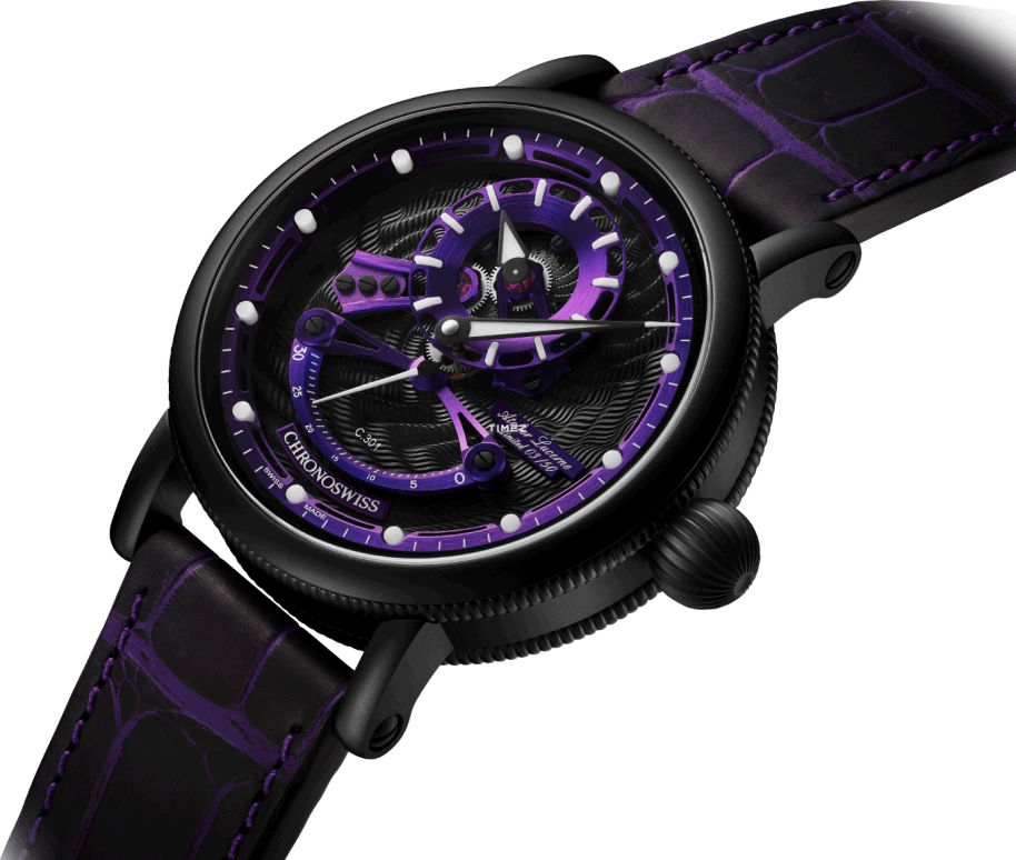 Chronoswiss,Open Gear 44mm,44mm,Stainless Steel,Purple,Black,Automatic,Retrograde,42hours,CH,CH-6925M-BKPU