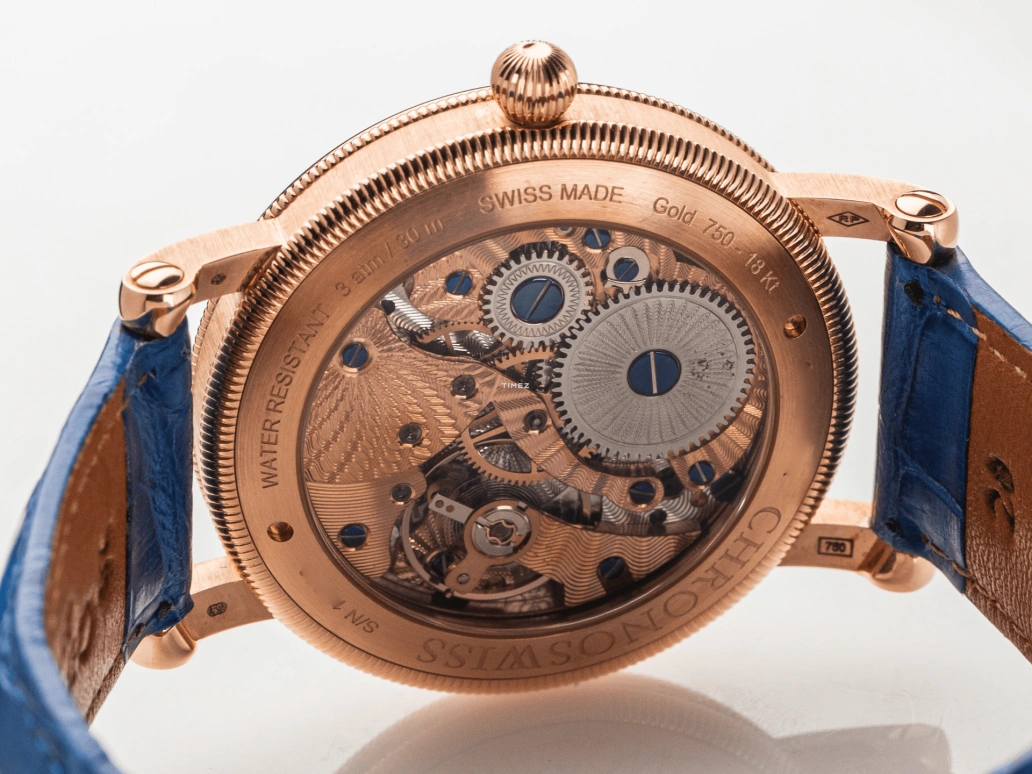 Chronoswiss,Artist 40mm,40mm,Rose Gold,Blue,Handwound,48hours,In-house Caliber,CH,CH-6421.1RE2-BL