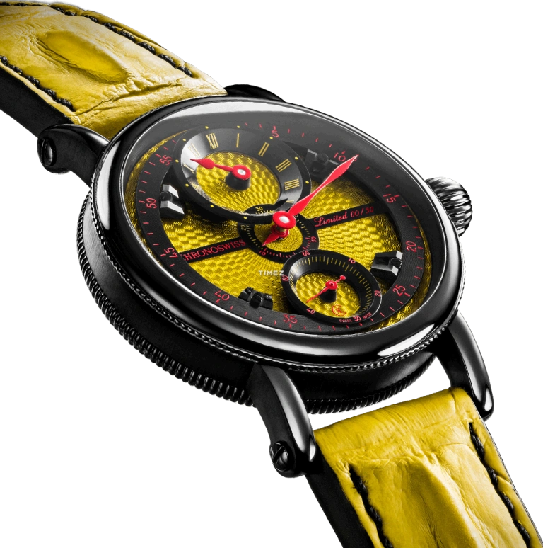 Chronoswiss,Flying 44mm,44mm,Stainless Steel,Yellow,Handwound,46hours,In-house Caliber,CH,CH-6725-YEBK
