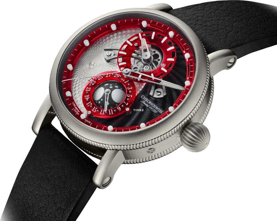 Chronoswiss,Space Timer 44mm,44mm,Stainless Steel,Black,Silver,Red,Automatic,Day,42hours,CH,CH-9343M.2-SIBK