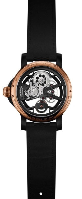 Chronoswiss,Skeltec 45mm,45mm,Stainless Steel,Rose Gold,Skeleton,Handwound,In-house Caliber,Sapphire,CH,CH-3715R-BK