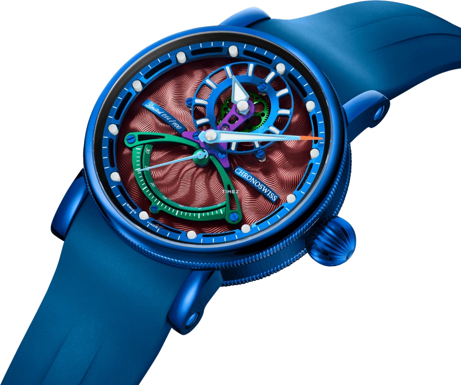 Chronoswiss,Open Gear 42mm,42mm,Titanium,Red,Blue,Automatic,Retrograde,55hours,CH,CH-6926T.1-ARBL