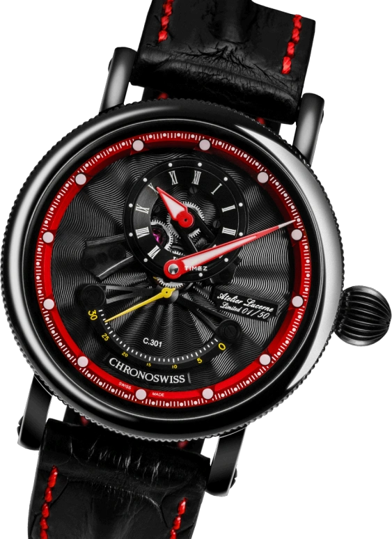 Chronoswiss,Open Gear 44mm,44mm,Stainless Steel,Black,Red,Automatic,Retrograde,42hours,CH,CH-6925-BKRE