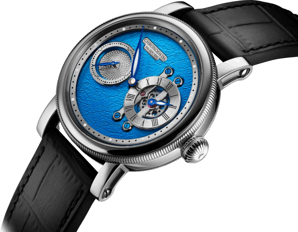 Chronoswiss,Strike 40mm,40mm,Stainless Steel,Silver,Blue,Automatic,55hours,In-house Caliber,CH,CH-5023-BLSI