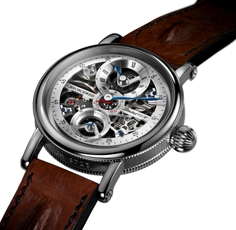 Chronoswiss,Flying 44mm,44mm,Stainless Steel,Skeleton,Handwound,46hours,In-house Caliber,CH,CH-6723S-SISI