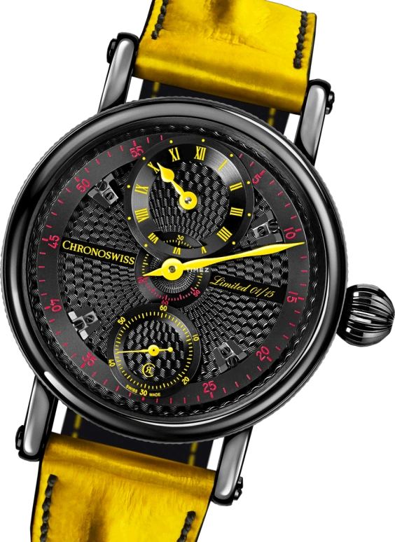 Chronoswiss,Flying 44mm,44mm,Stainless Steel,Black,Handwound,46hours,In-house Caliber,CH,CH-6725-BKBK