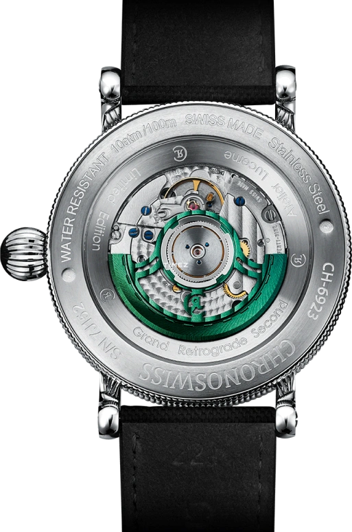 Chronoswiss,Open Gear 44mm,44mm,Stainless Steel,Green,Automatic,Power Reserve Indicator,42hours,CH,CH-6923-DGRBK