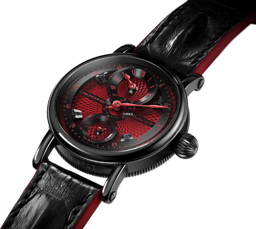 Chronoswiss,Flying 44mm,44mm,Stainless Steel,Red,Handwound,46hours,In-house Caliber,CH,CH-6725-REBK