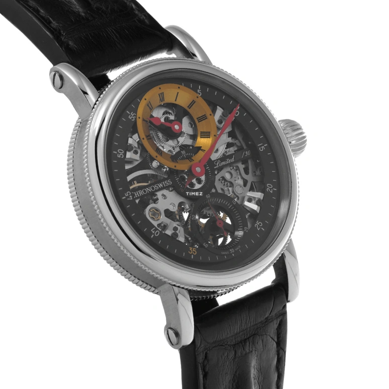Chronoswiss,Flying 44mm,44mm,Stainless Steel,Skeleton,Handwound,46hours,In-house Caliber,CH,CH-6723S-BKYE