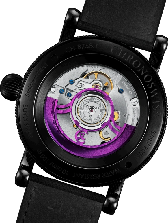 Chronoswiss,Open Gear 41mm,41mm,Stainless Steel,Black,Purple,Automatic,Retrograde,42hours,CH,CH-8755.1-PUBK