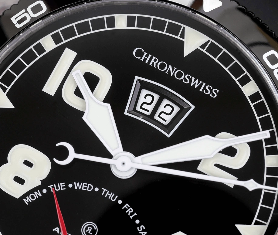 Chronoswiss,Timemaster 44mm,44mm,Stainless Steel,Black,Automatic,Date,Big Date,Retrograde,CH,CH-8143B-BK