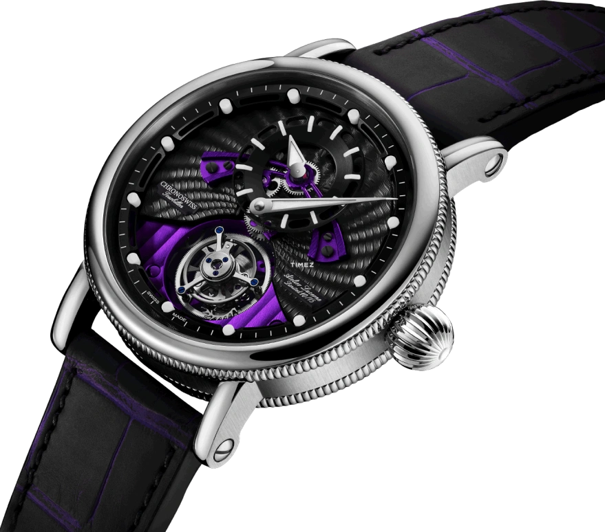 Chronoswiss,Open Gear 44mm,44mm,Stainless Steel,Purple,Black,Handwound,Tourbillon,60hours,CH,CH-3123-BKPU