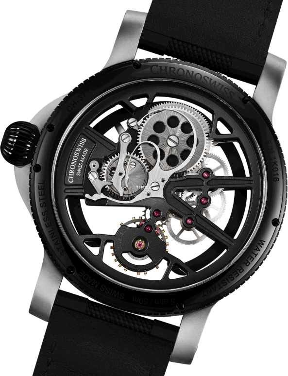 Chronoswiss,Skeltec 45mm,45mm,Stainless Steel,Skeleton,Handwound,In-house Caliber,Sapphire,CH,CH-3714-BK
