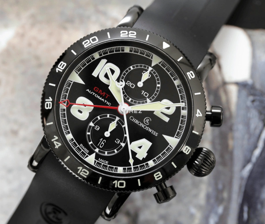 Chronoswiss,Timemaster 44mm,44mm,Stainless Steel,Black,Automatic,Chronograph,Day,Dule Time,CH,CH-7555.1