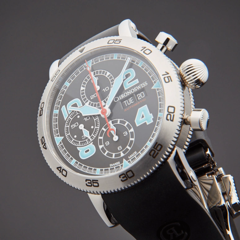 Chronoswiss,Timemaster 44mm,44mm,Stainless Steel,Black,Automatic,Chronograph,Date,Day,CH,CH-9043-DB