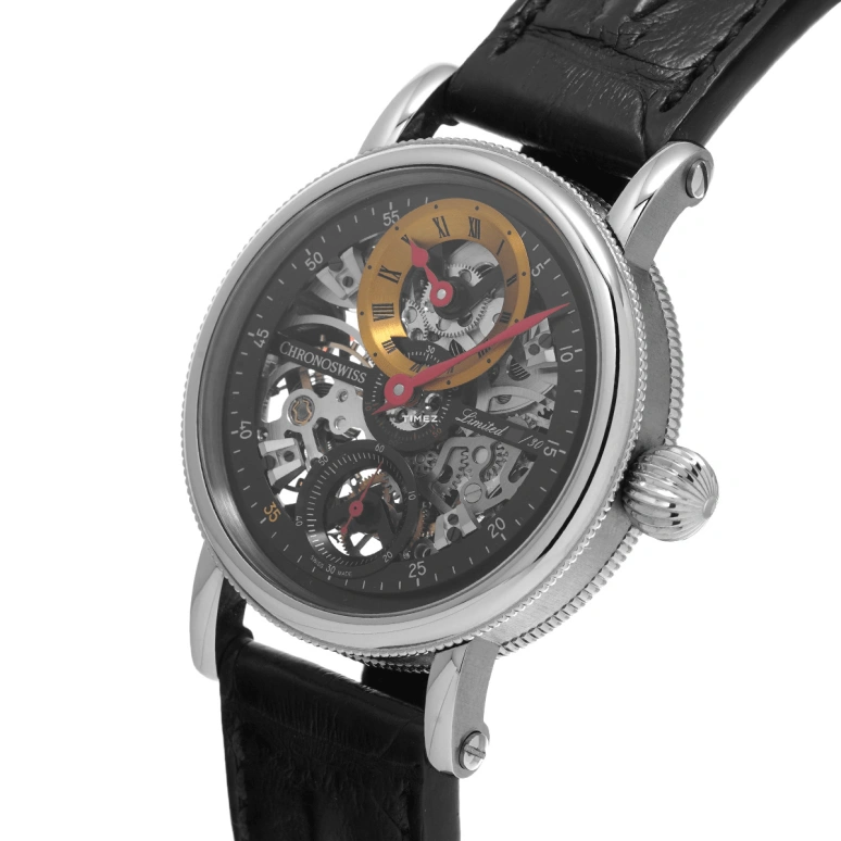Chronoswiss,Flying 44mm,44mm,Stainless Steel,Skeleton,Handwound,46hours,In-house Caliber,CH,CH-6723S-BKYE