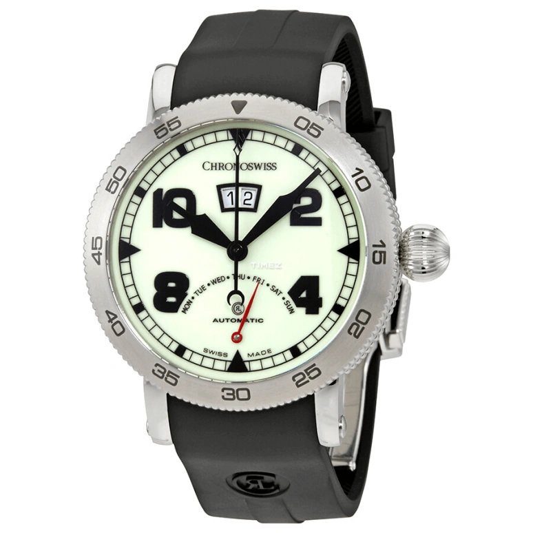 Chronoswiss,Timemaster 44mm,44mm,Stainless Steel,White,Automatic,Date,Day,Retrograde,CH,CH/8143/LU