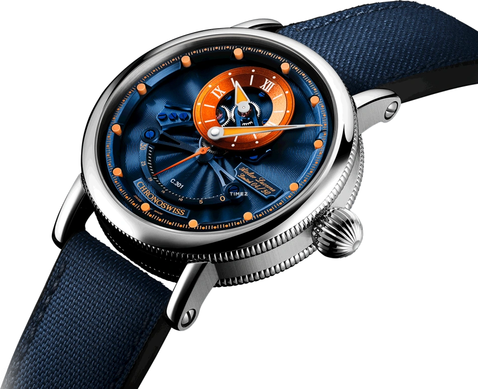 Chronoswiss,Open Gear 44mm,44mm,Stainless Steel,Blue,Orange,Automatic,Retrograde,42hours,CH,CH-6923-BLOR