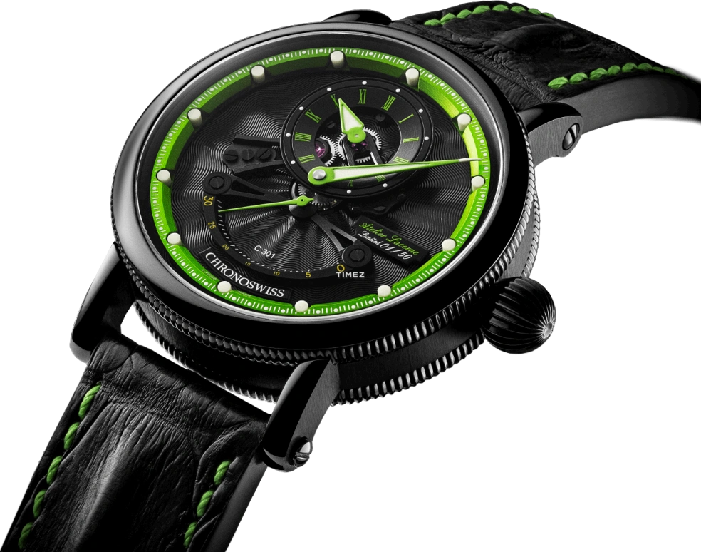 Chronoswiss,Open Gear 44mm,44mm,Stainless Steel,Black,Green,Automatic,Retrograde,42hours,CH,CH-6925-BKGRE