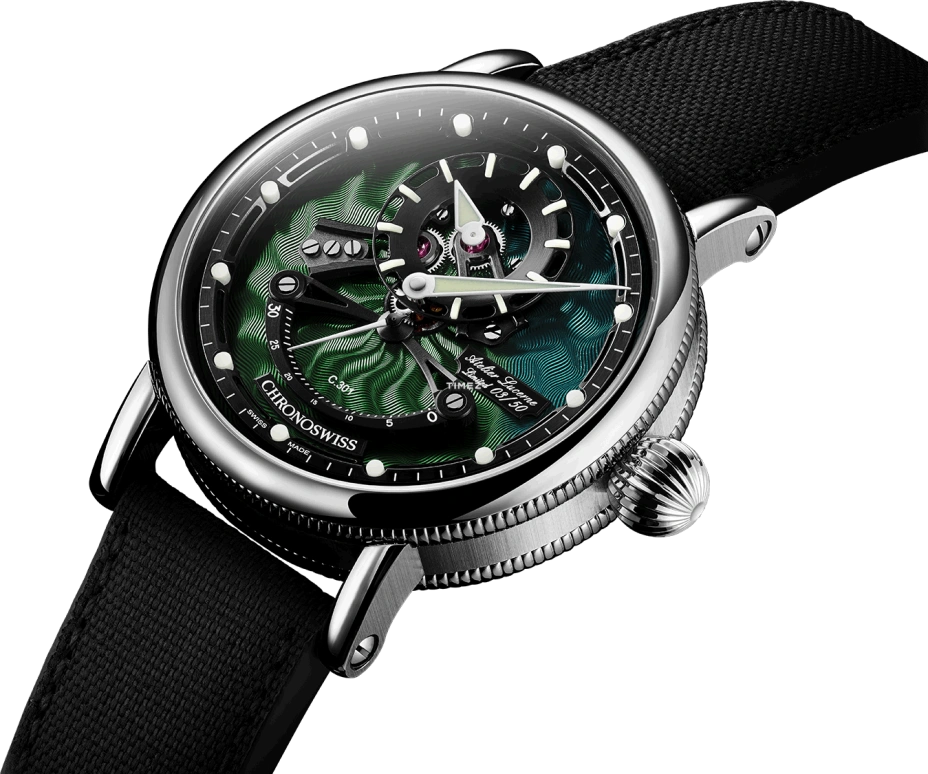 Chronoswiss,Open Gear 44mm,44mm,Stainless Steel,Green,Automatic,Power Reserve Indicator,42hours,CH,CH-6923-DGRBK