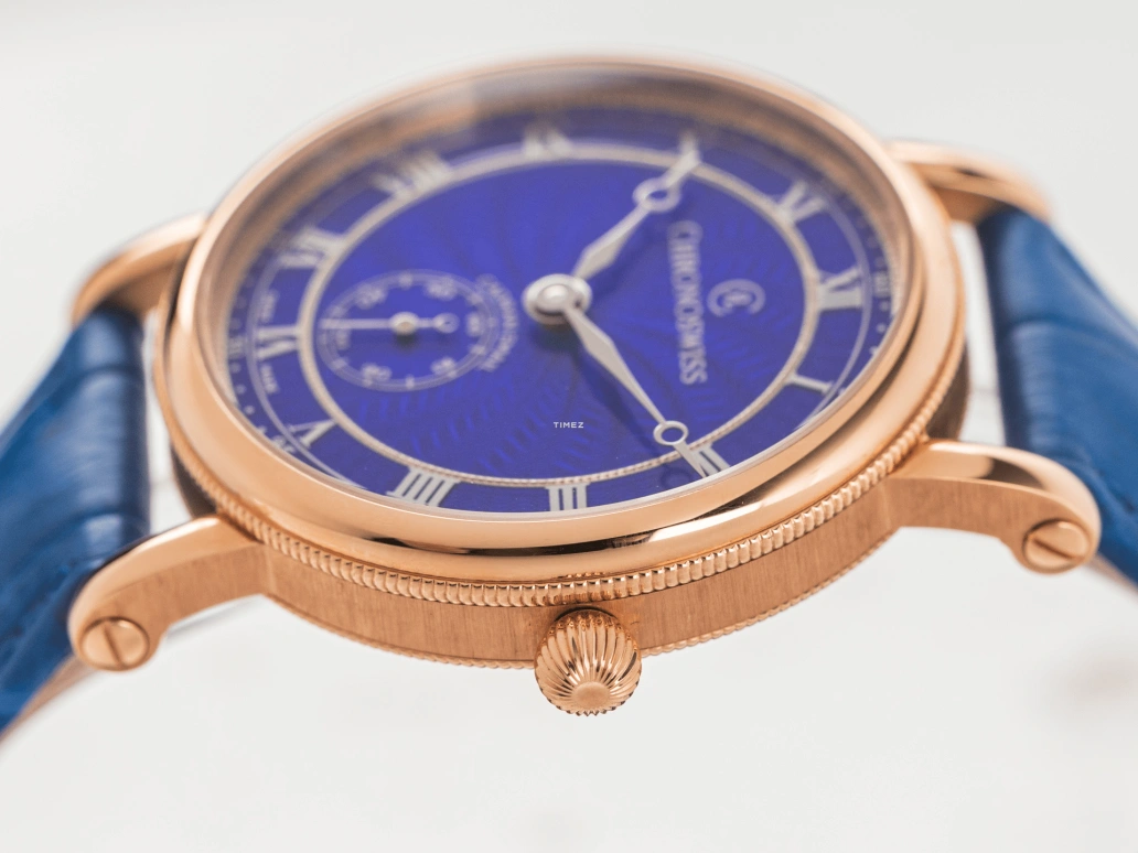 Chronoswiss,Artist 40mm,40mm,Rose Gold,Blue,Handwound,48hours,In-house Caliber,CH,CH-6421.1RE2-BL